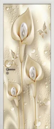 3D Door Sticker Door Wrap Wall Sticker Mural Wallpaper Self Adhesive PVC Removable Waterproof Door Decal Home Decor Dropshipping - Цвет: Золотой