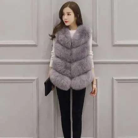 Меховое 2019 зимнее женское пальто из искусственного меха жилет меховые жилетки