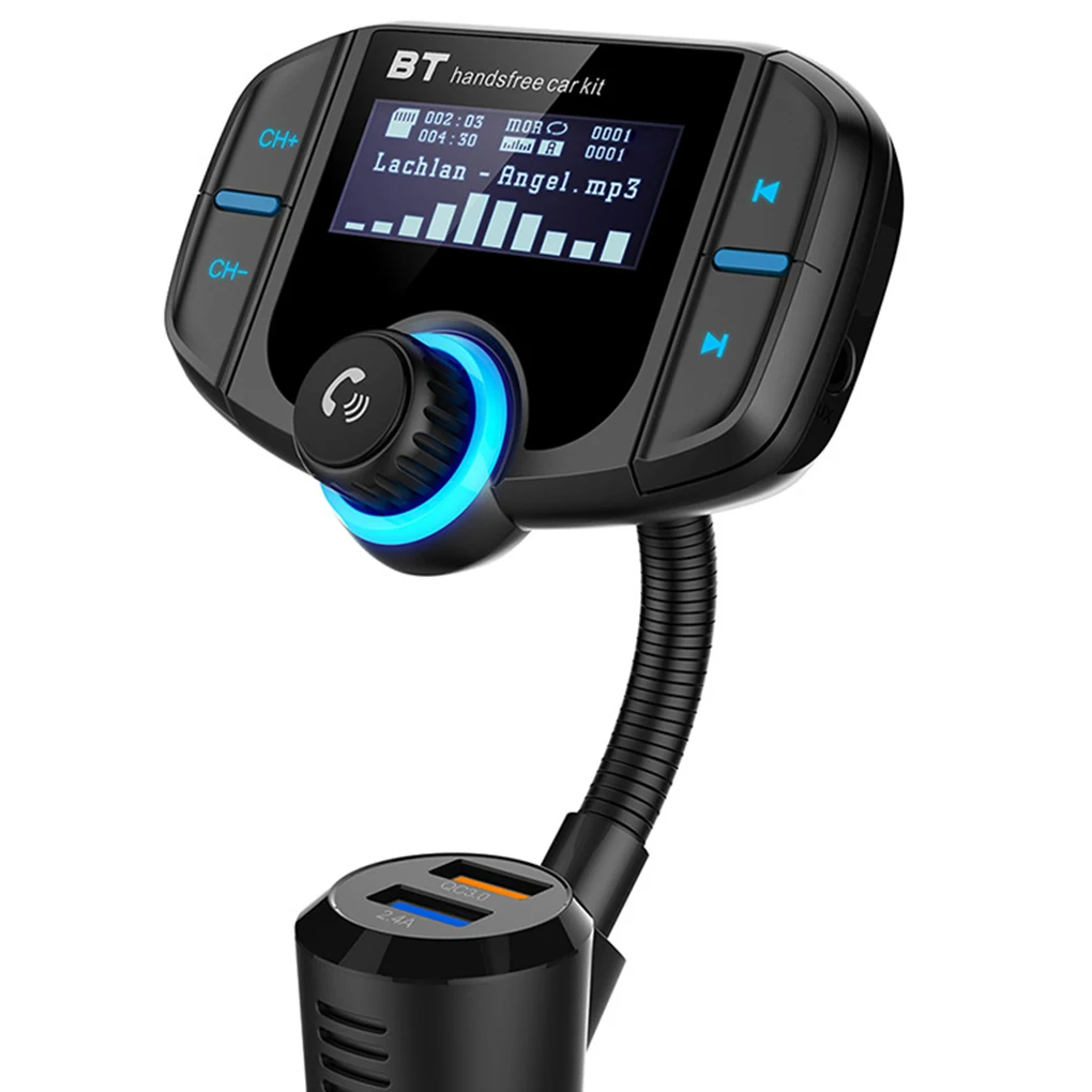 Автомобильный Bluetooth fm-передатчик модулятор передатчик 2 USB зарядное устройство QC3.0 Громкая связь MP3-плеер 3,5 мм AUX Выход