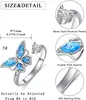 SMJEL Luxury Anxiety Ring Fidget Spinner for Women Crystal Flower Bee Butterfly Ring Spinning Anti