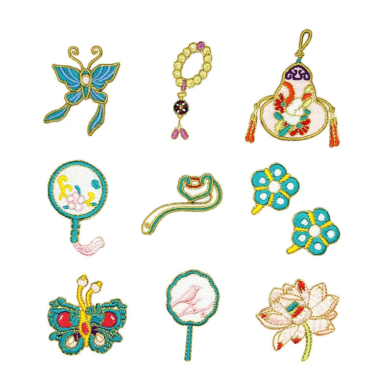 

High quality embroidered iron on Chinese style retro court pattern patch clothing jeans decorative repair sewing applique DIY