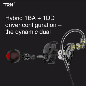 

TRN ST1 1BA+1DD Earphone Hybrid HIFI DJ Running Sport Earphone Earplug Headset