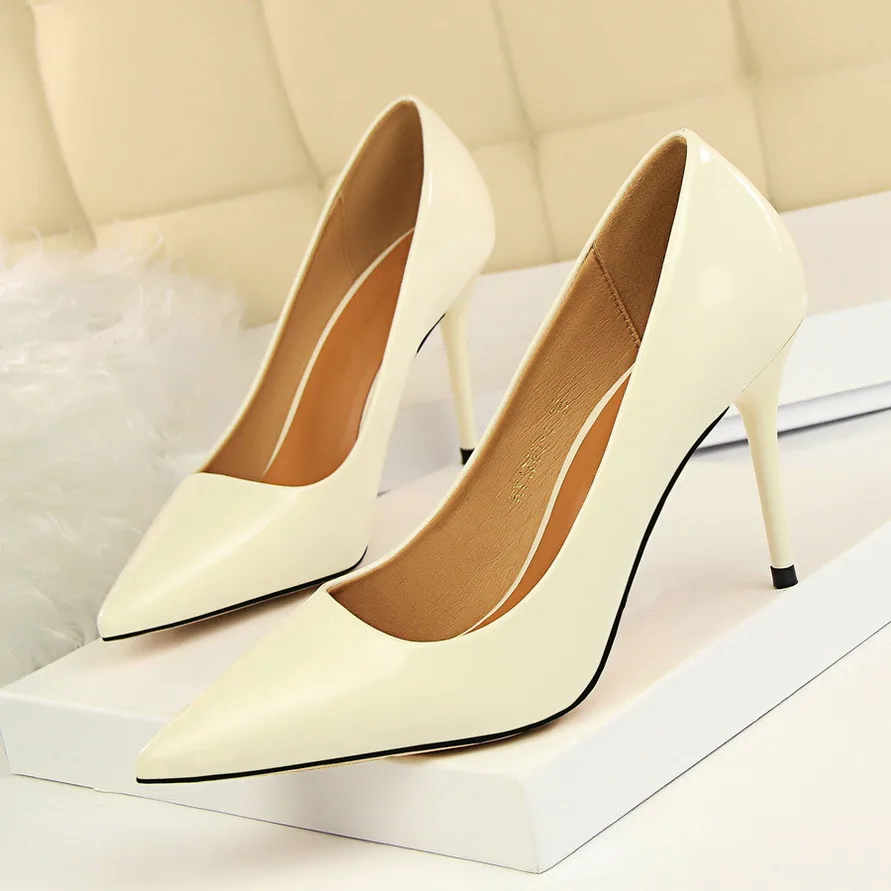 

2018 Elegant Women Pump Birthday Gift High Quality Shoes Classic Pointed Toe Office Ladies Shoes High Heels Shoes DS-B0104