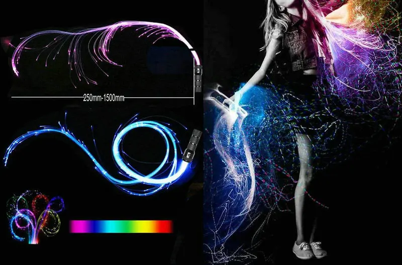 Fiber Optic Lamp 140pcs 0.75mm LED Whip Dance Pixel Space 40Colors Mode Dancing Party Light Show EDM Music Festival