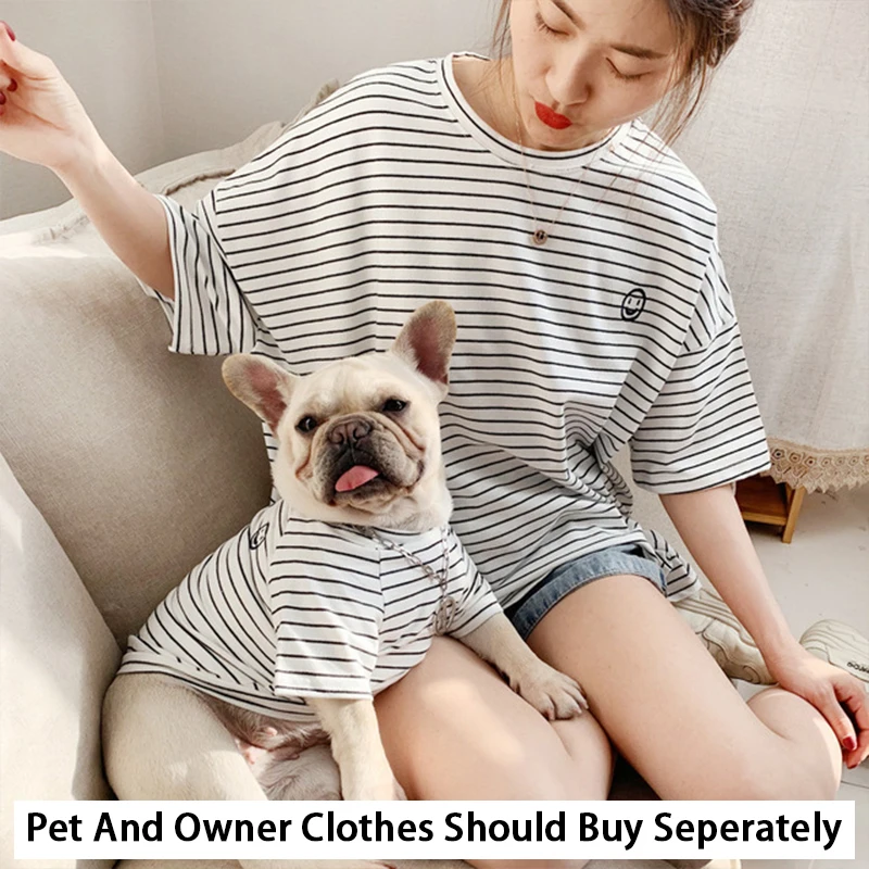Pet комплекты одежды для небольших собак Французский бульдог в полоску рубашка для животных, собак Костюмы для домашних животных Ropa Perro Щенка Мопса наряд - Цвет: Black