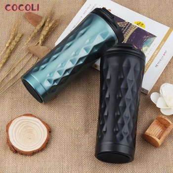 

New 500ml Double Wall Stainless Steel Car Coffee Mug Thermos Cup Coffee Tea Mug Thermo Water Bottle Thermocup Thermomug