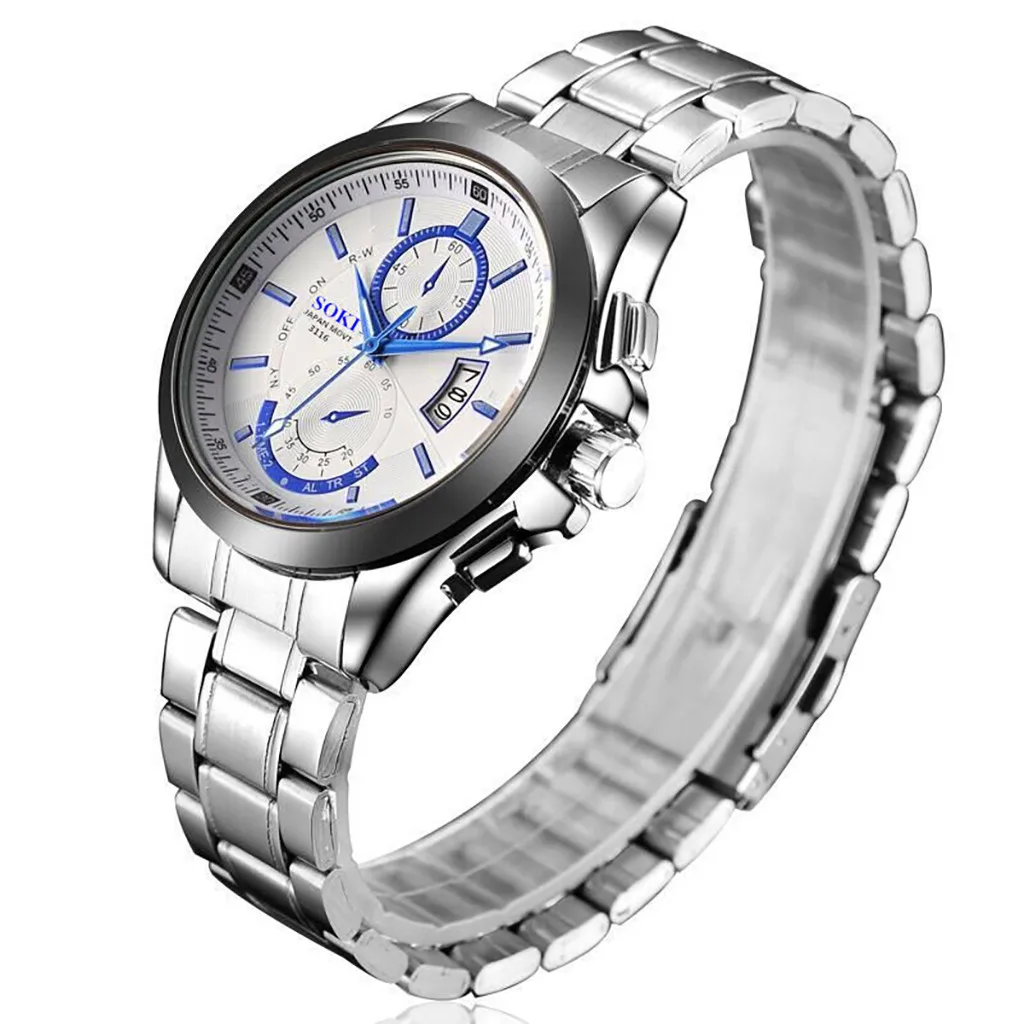 Роскошные мужские часы классические часы из нержавеющей стали серебряные часы для деловых мужчин наручные часы Современные часы горячая распродажа
