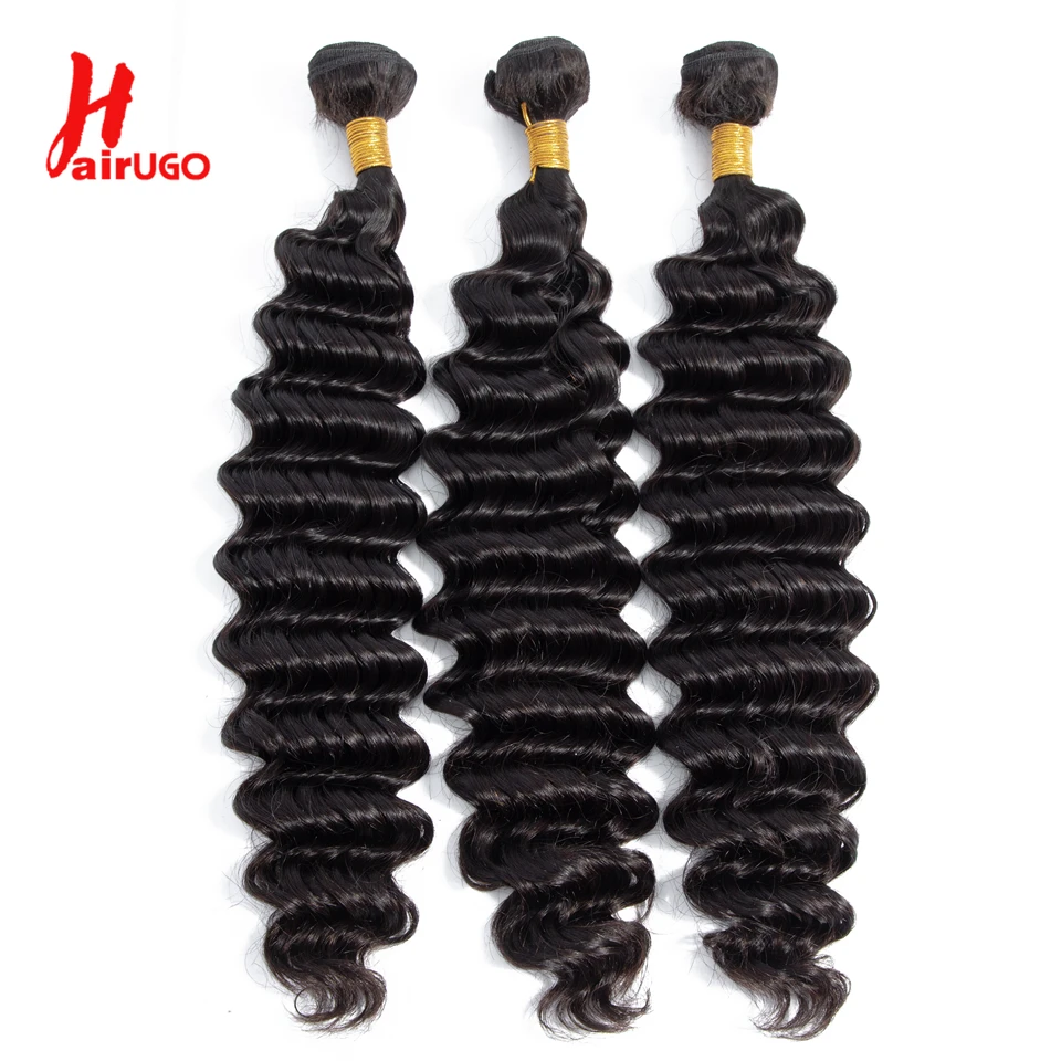 

HairUGo Hair Brazilian Deep Wave Hair Bundles Deal 100% Non Remy Human Hair Extension 1/3 / 4 Bundles Available Deep Wave Hair