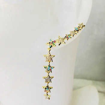 

5Pairs Satr tassel earrings Long drop earrings dangle earrings rainbow crystal accessories for women 50791