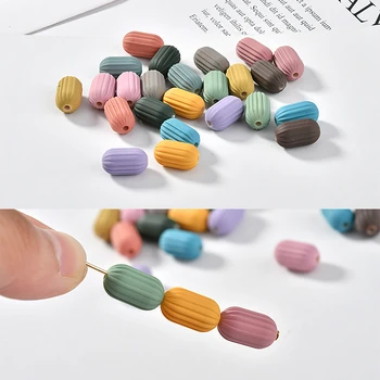 

Macaron color tie rubber paint striped column straight hole bead jewelry material diy earrings hand-made accessories
