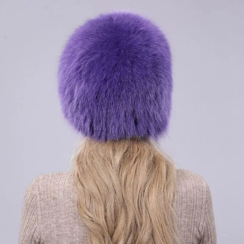 New Luxury Natural Real Fur Beanies Cap Knitted Hats Russian Winter Thick Warm Fashion Hat Women Winter Knitted Real Fur