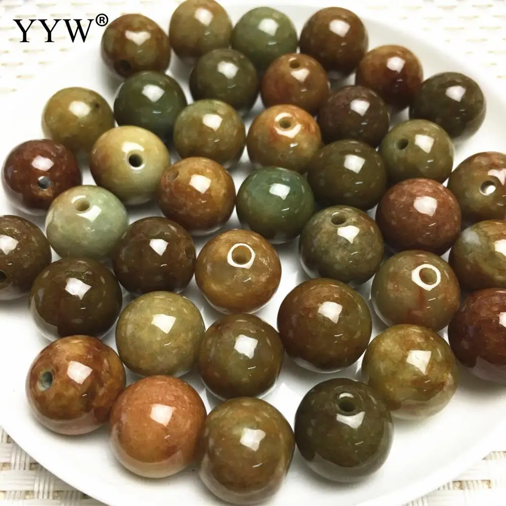 100 шт./пакет круглые бусины с натуральным камнем жадеит гладкие браслеты ожерелье