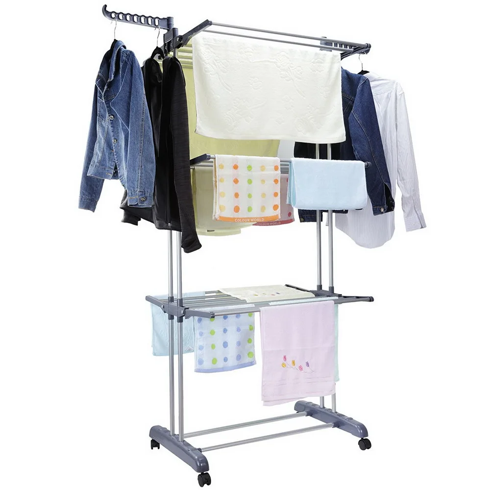 

3 Layers Laundry Clothes Storage Drying Rack Portable Folding Dryer Hanger VJ-Drop