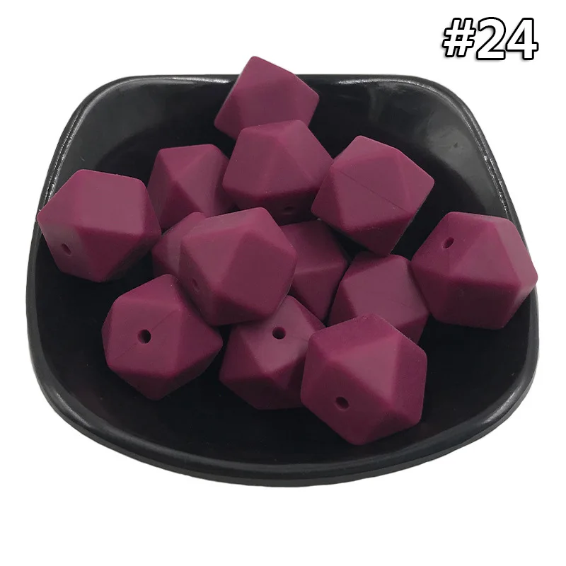 50PCS Beads 24 50Pcs Silicone Beads 14mm Hexagon Beads Food Grade Silicone Teething Colorful DIY Pacifier Clip Tiny Rod Baby Teether Toys Gift - Цвет: 50PCS Beads 24