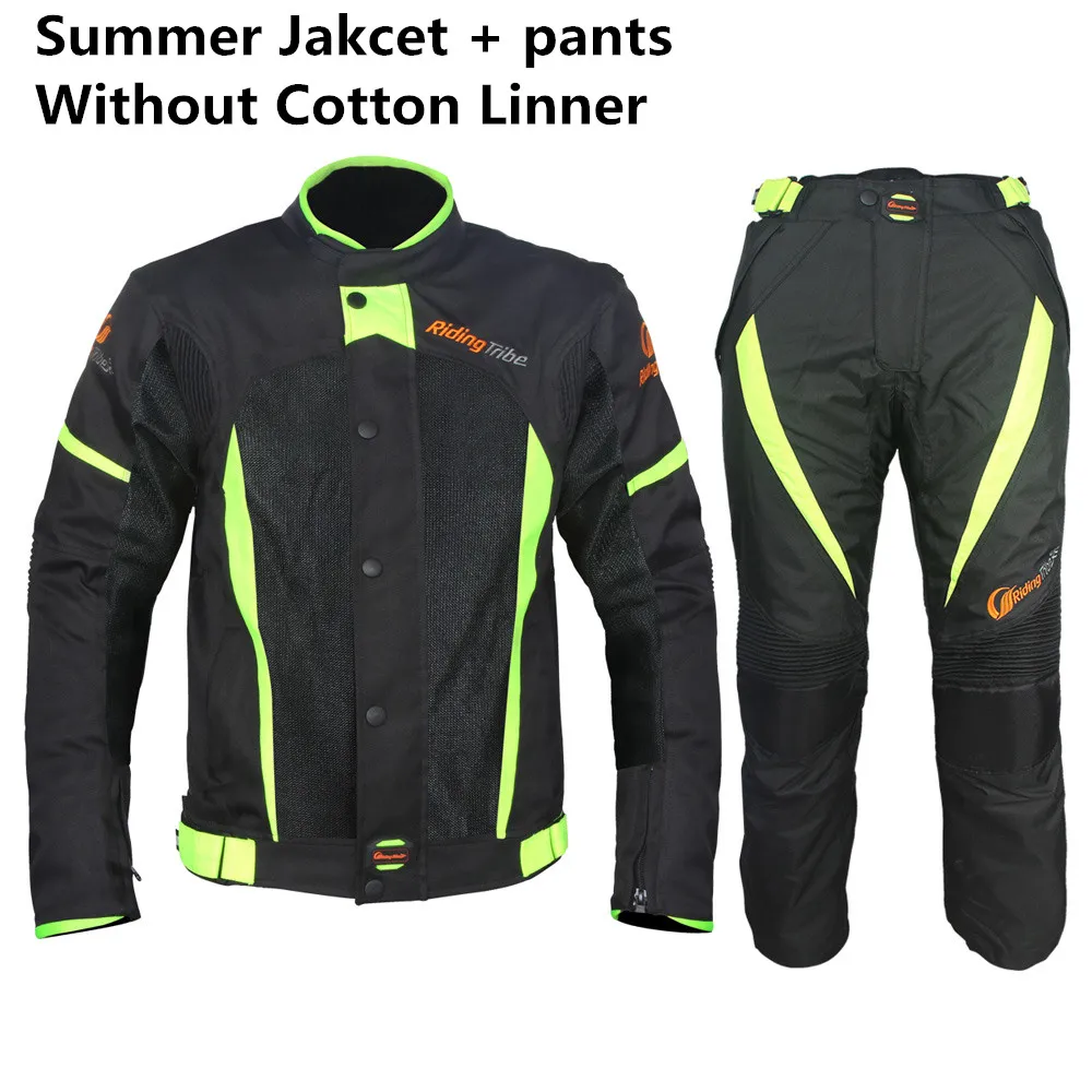 Riding Tribe мотоциклетная куртка брюки водонепроницаемый дождевик Мотоцикл Мотокросс Внедорожный гоночный костюм Rider защитная одежда JK-37 - Цвет: Summer - Set