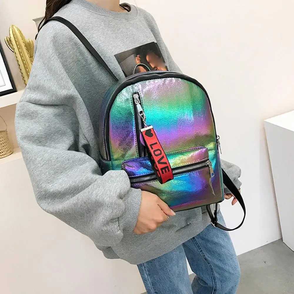 Для женщин Дамская мода для девочек Bling Многоцветный школьная сумка рюкзак