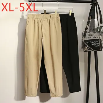

New 2020 ladies autumn winter plus size cropped pants for women large loose casual black khaki cotton trousers 3XL 4XL 5XL