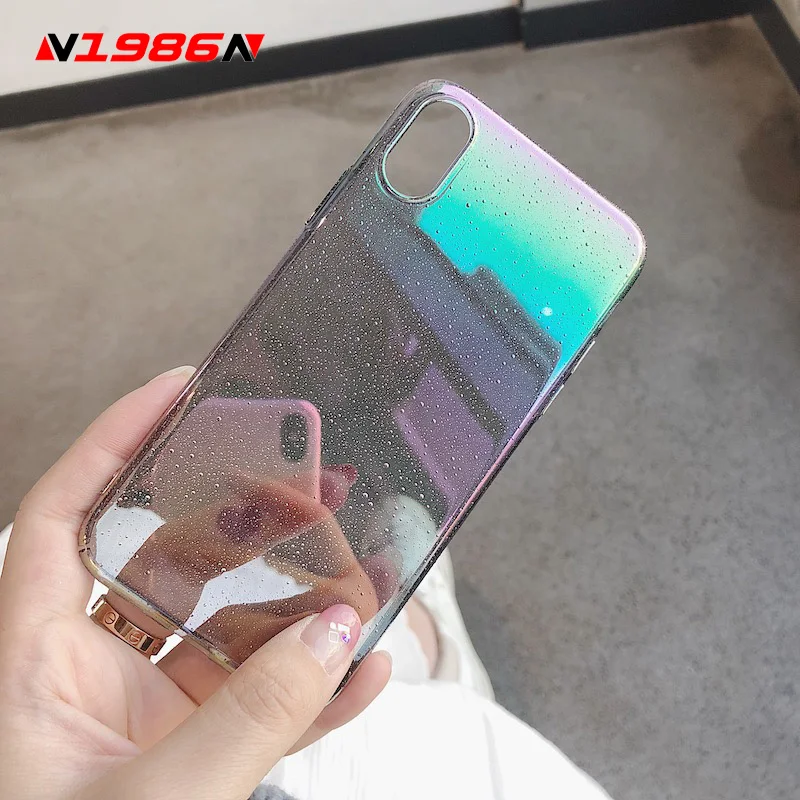 Чехол для телефона N1986N для iPhone 11 Pro Max X XR XS Max 6 6s 7 8 Plus Роскошная Лазерная Радуга красочная Капля воды Жесткий ПК для iPhone X