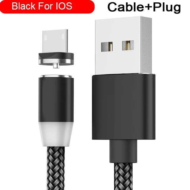 ForiPhone 8Pin Black Магнитный usb-кабель для быстрой зарядки, кабель USB type-C, Магнитный зарядный кабель Micro usb для зарядки и передачи данных, usb-кабель для iPhone 11 XS 7 8 Pin - Цвет: ForiPhone 8Pin Black