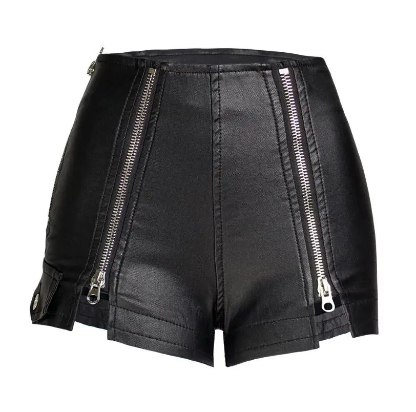 

Womens Zipper Stitch Pu Leather Shorts High Waist Stretchy Velvet Autumn Winter Boot Short Female Imitation Leather Shorts S83
