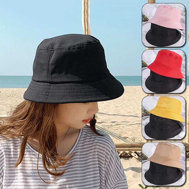 Double-sided Wearing Cap Solid Color Bucket Hat Men Women Sun Hat  Reversible Fisherman Hat Summer Panama Cap Sun Fishing Hat - AliExpress