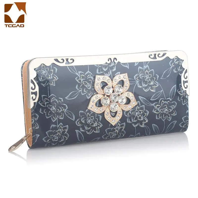 Женский кошелек со стразами, cartera mujer flores monederos para mujer, роскошная сумка-кошелек, основная плисная кожаная сумка для женщин - Цвет: Silver