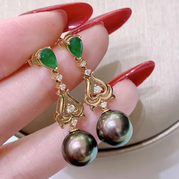 

Women's Stylish Ear Stud New Style for Elegant Golden Long Earrings Imitation Green Xidahidi Black Pearl Plated Earrings Jewelry