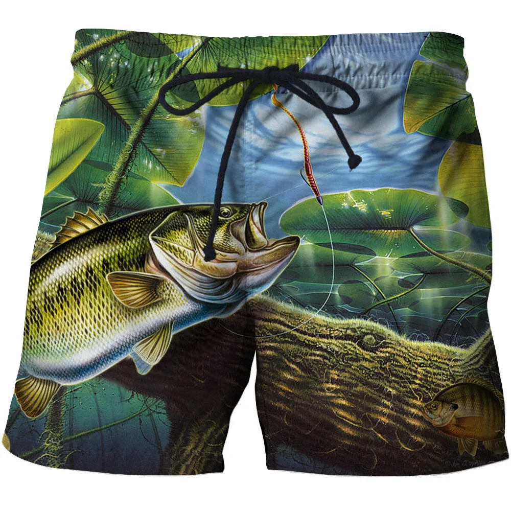 Cheap SHUJIN 3D Fish Printed Summer 2020 Surfing Swiming Cotton Shorts Men Pants Drawstring Casual Beach Wear Men Thin Short Pants