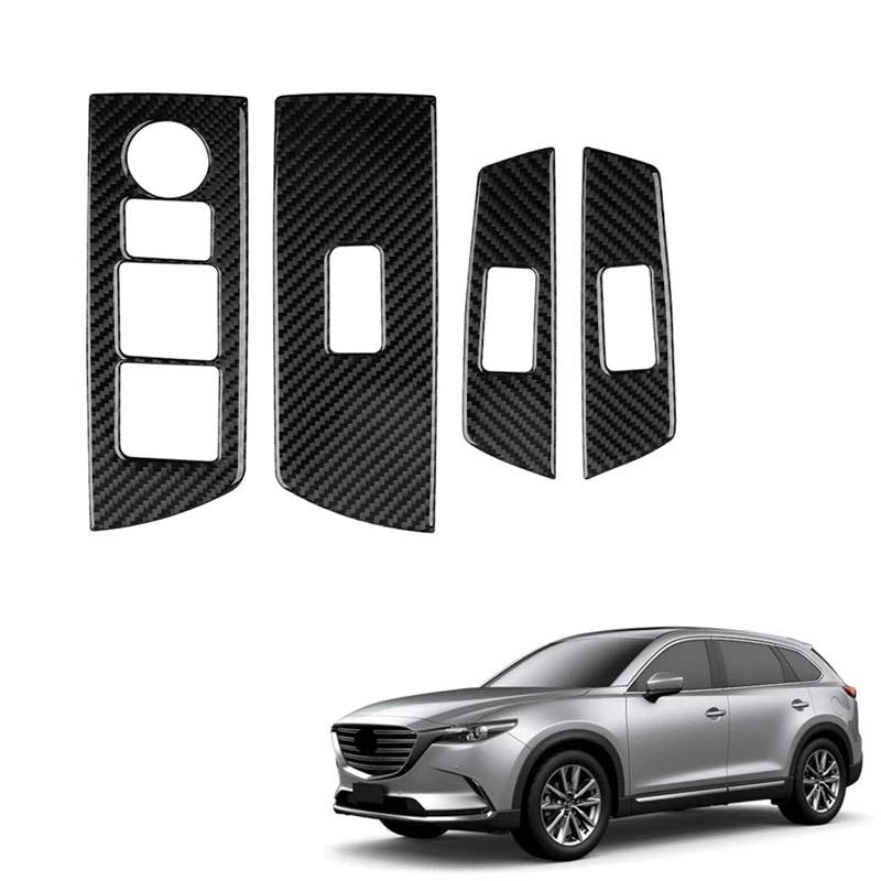 Наклейка на панель автомобильного стеклоподъемника из углеродного волокна для