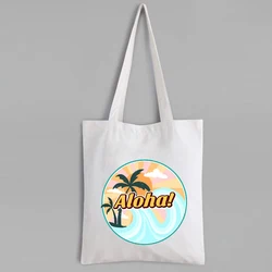 Aloha Canvas Bag Funny Beach Shopping Bags Cartoon Korean Tote Bags Cartoon Pures and Bags Eco Friendly Custom Bag Cute