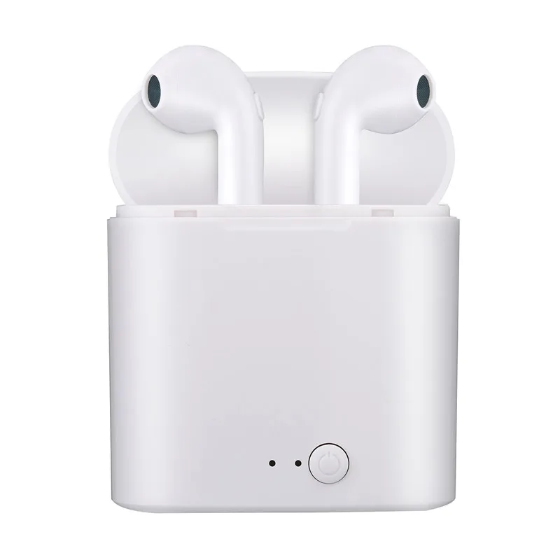 I7 I7s наушники-вкладыши Bluetooth TWS Binau беспроводные наушники гарнитура с микрофоном с зарядной коробкой для Xiaom всех смартфонов - Цвет: Белый