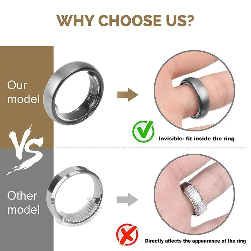 Ajusteur Bague Invisible MAICOLA Mesure Bagues 41-76 - Jauge De Taille Doigt Acier Inoxydable Réducteur Bague