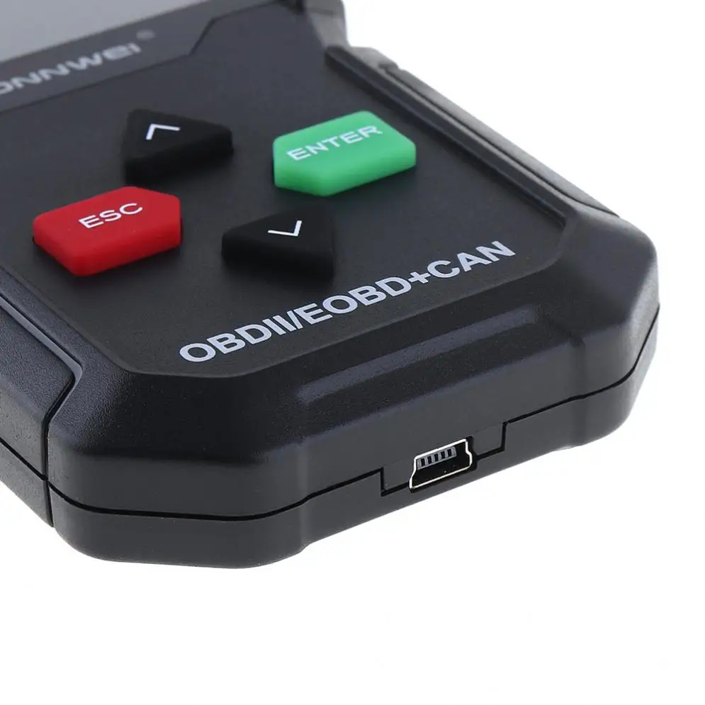 Konnwei KW590 12V OBDII Многоязычная Автоматическая диагностика неисправностей Обнаружение Instrumen с черной тканевой сумкой для 12V бензиновых автомобилей