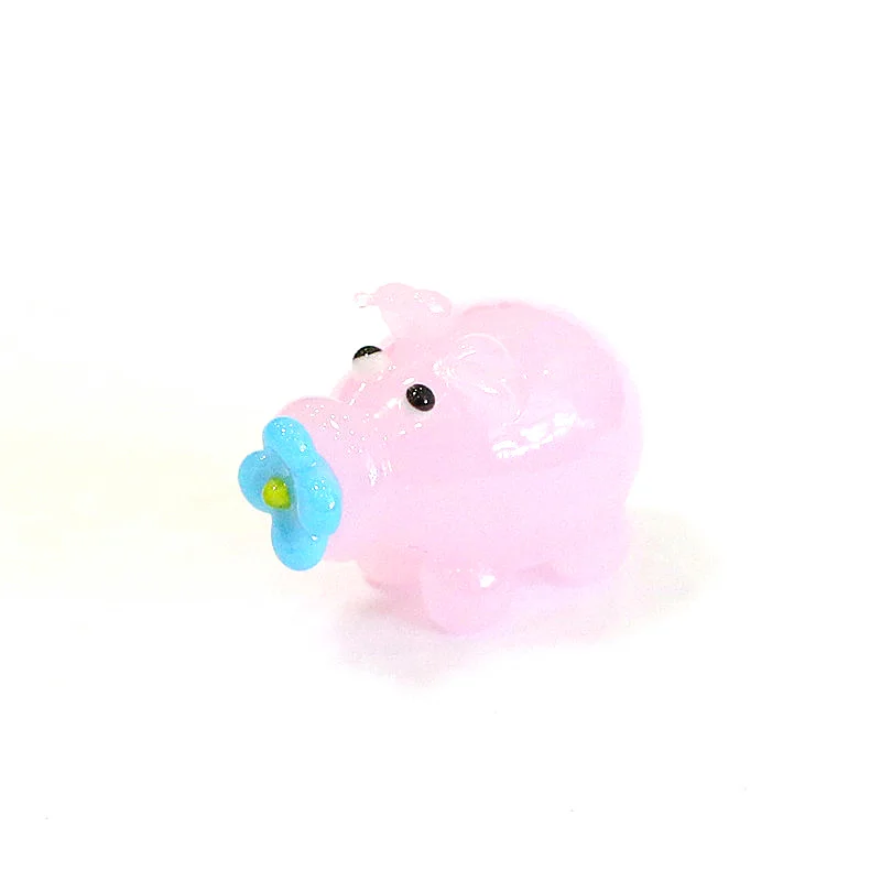 Different Styles Murano Glass Pig Mini Figurines Cute Tiny Animal Craft Ornaments Home Table Fairy Garden Room Kawaii Decoration