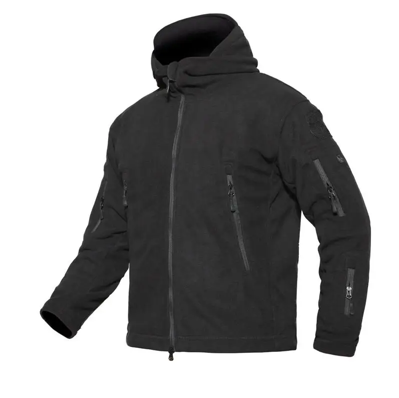 black Clothing Coat Men Thicken Warm Military Army Fleece Jacket Patchwork Multi Pockets Polartec Men's Jacket and Coats - Цвет: black