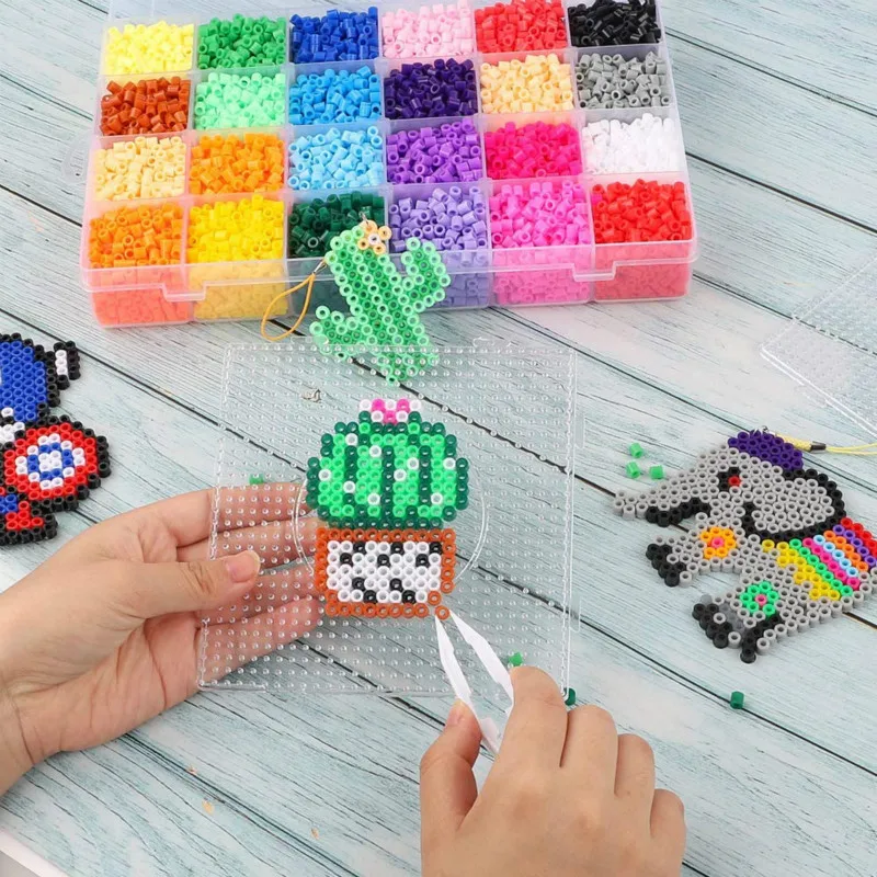 JINLETONG Hama Beads 5mm Kit 2600pcs jigsaw puzzle Fuse Beads Set, 4 Big Pegboards, 2 Ironing Paper 2Pcs Tweezers Christmas Gift