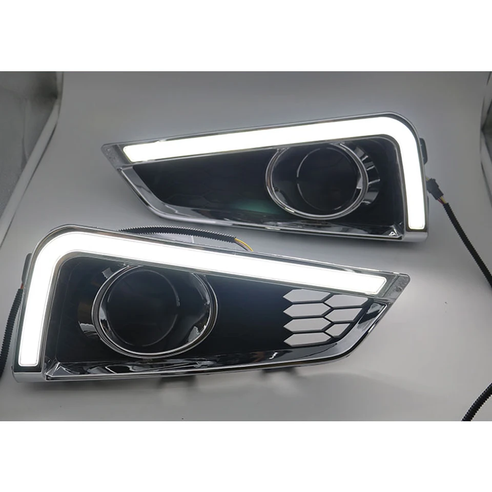 Автомобильный Стайлинг 2 шт. DRL Светодиодный дневной светильник для Honda City с функцией Желтый сигнал поворота светильник
