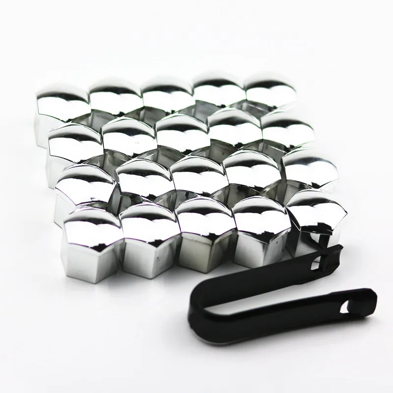 20 шт 17 мм колесные гайка с болтом крышка головки защитный болт крышка s наружное украшение защита болт диски серебро - Название цвета: 17mm