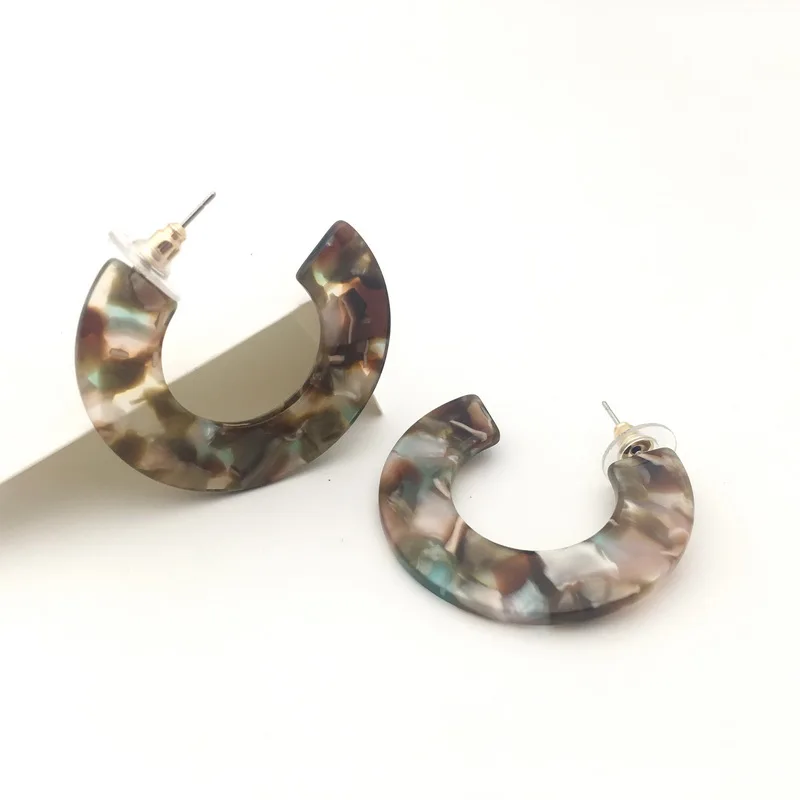 

CC Acrylic Earrings Geometric Dangle Drop acetate earring Multi-Color Big Hook Acrylic Earrings Round Hoop Earrings