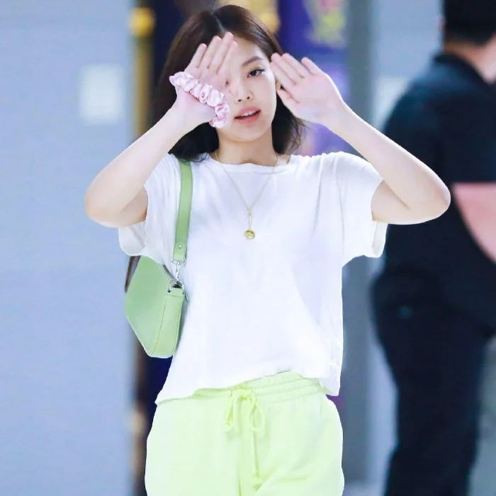 Kpop Blackpink JENNIE корейские модные желтые брюки на шнурке женские спортивные брюки с высокой талией уличная одежда Беговые брюки в повседневном стиле