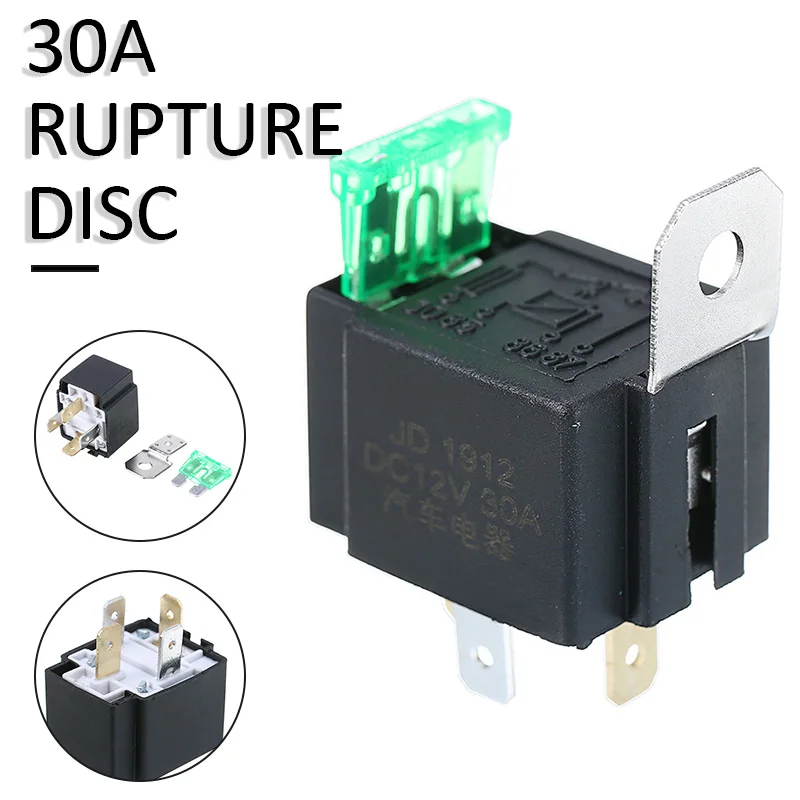 1pc Dc 12v 30a Car Relays 4pin Automotive Normally Open Contacts Fused