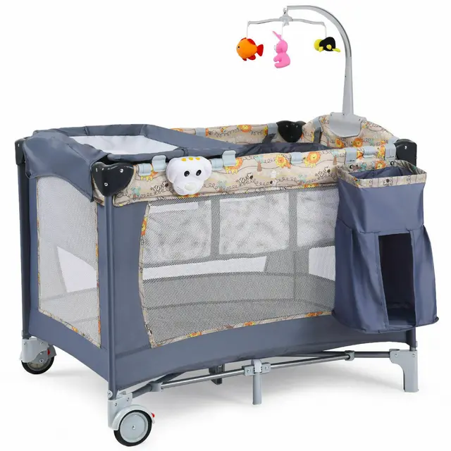 Babyjoy Foldable Baby Crib Playpen Playard Pack Travel Infant Bassinet Bed 5