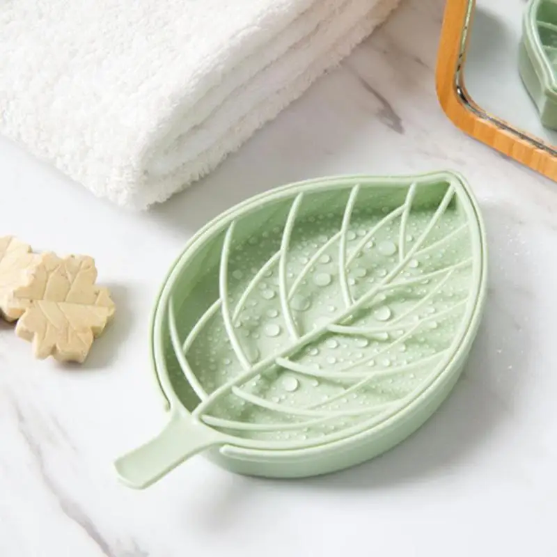 Leaf Shape Soap Dish Soap Box Plate Holder Tray Soapbox Shower Plate Hiking Bathroom Home Case Container Home Organizer Plastic