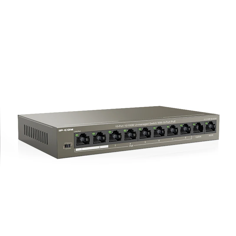 IPCOM F1110P-8-63W 8+2 Port POE Ethernet Switch VLAN 10/100Mbps Network Switch for CCTV IP Camera Wireless AP 250M Drop Shipping