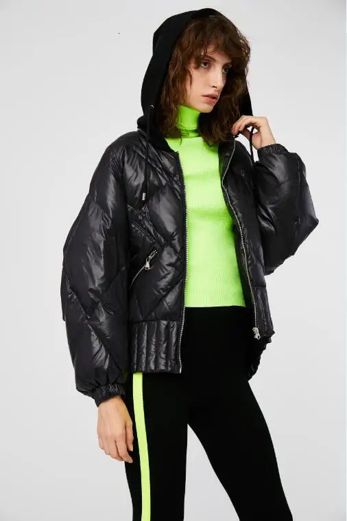 [EAM] свободный крой, черный большой размер, теплый пуховик, новинка, с капюшоном, с длинным рукавом, теплые женские парки, мода, Осень-зима, 1B827