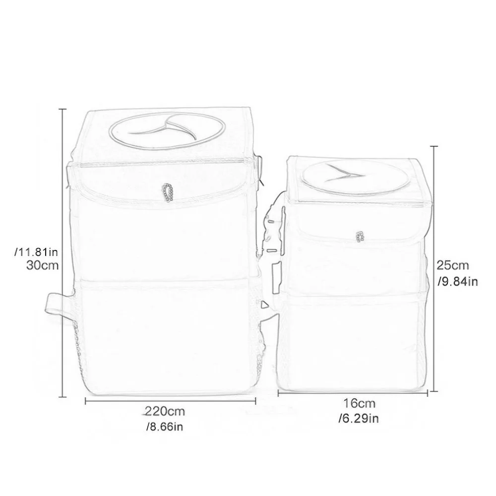 Car Trash Can with Lid and Storage Pockets Leak-Proof Car Organizer