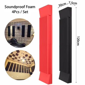 

4pcs 120x30x7.5cm Soundproof Panel Foam Board Sound Absorption Sponge Tile for Home KTV Random Color