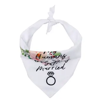 

Double Layers Dog Bandana My Humans are Getting Married Letters Floral Wedding Triangle Bibs Scarf Valentine Neckerchief