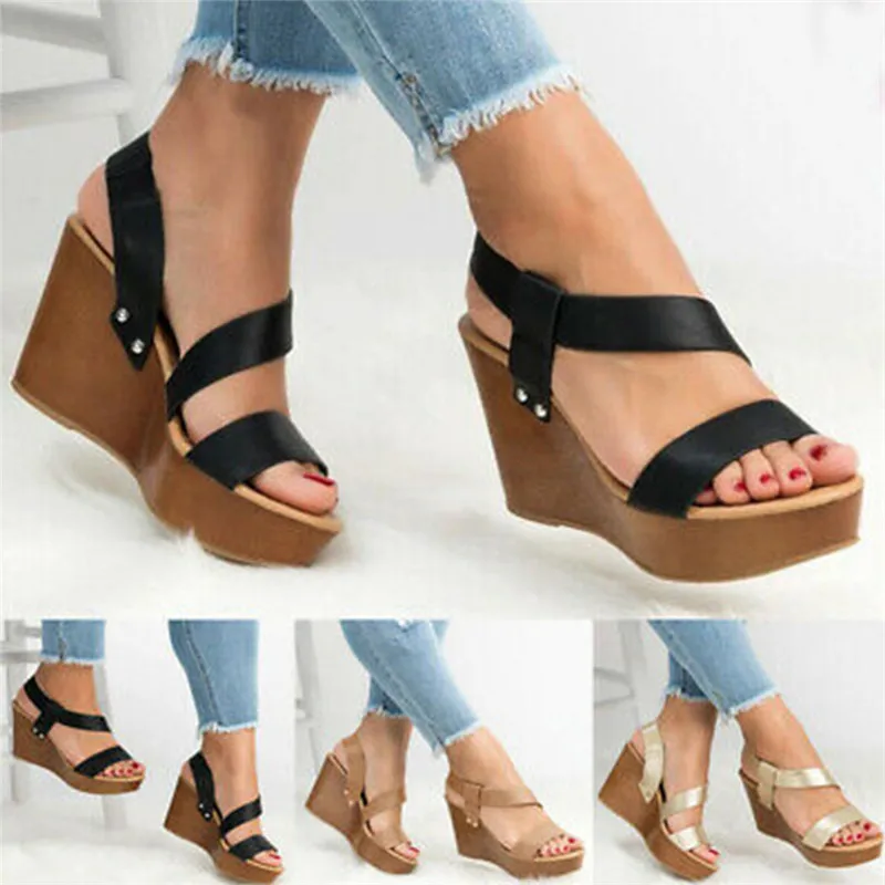 Women Sandals Wedge Platform Sandals Summer Slip On Ladies High Heels Shoes Fashion Open Toe Casual Female Footwear 2020