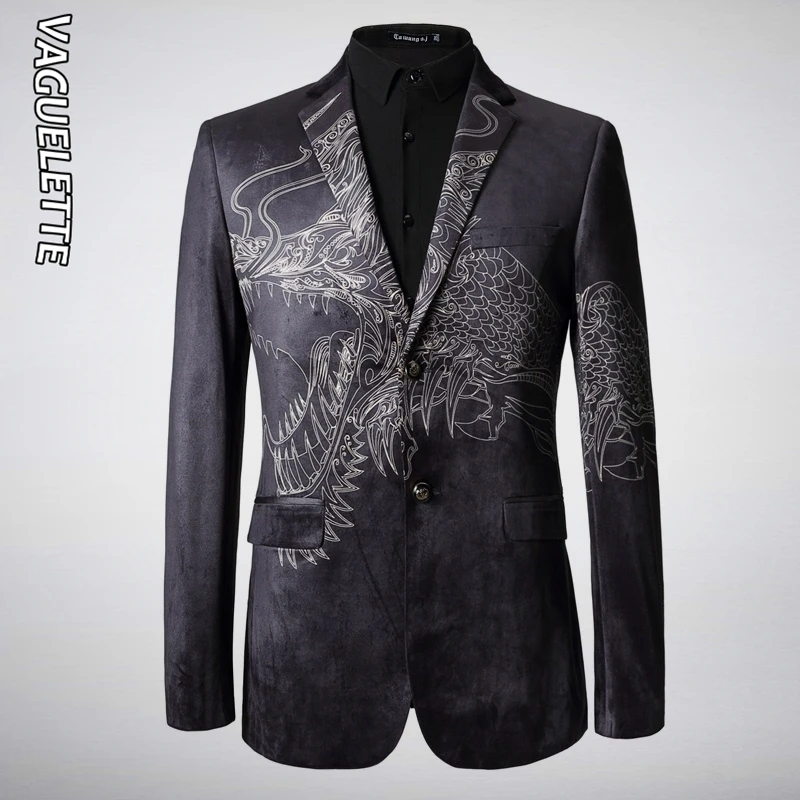 Best Price Veste костюм Homme Блейзер приталенный 3D принт китайский дракон Роскошные Мужские Сценические куртки бархатный мужской блейзер модный M-3XL Best Price Veste костюм Homme Блейзер приталенный 3D принт китайский дракон Роскошные Мужские Сценические куртки бархатный мужской блейзер модный M-3XL